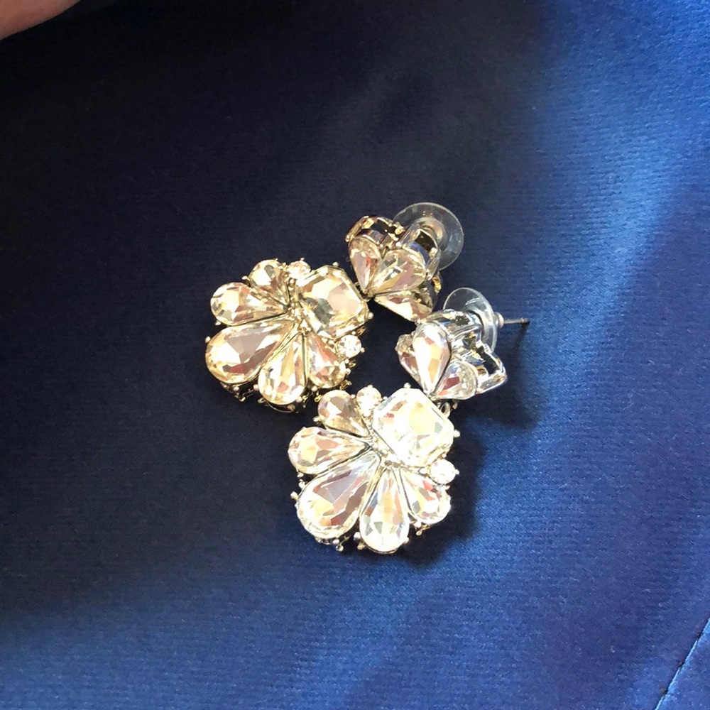 Glam silver and crystal drop earrings